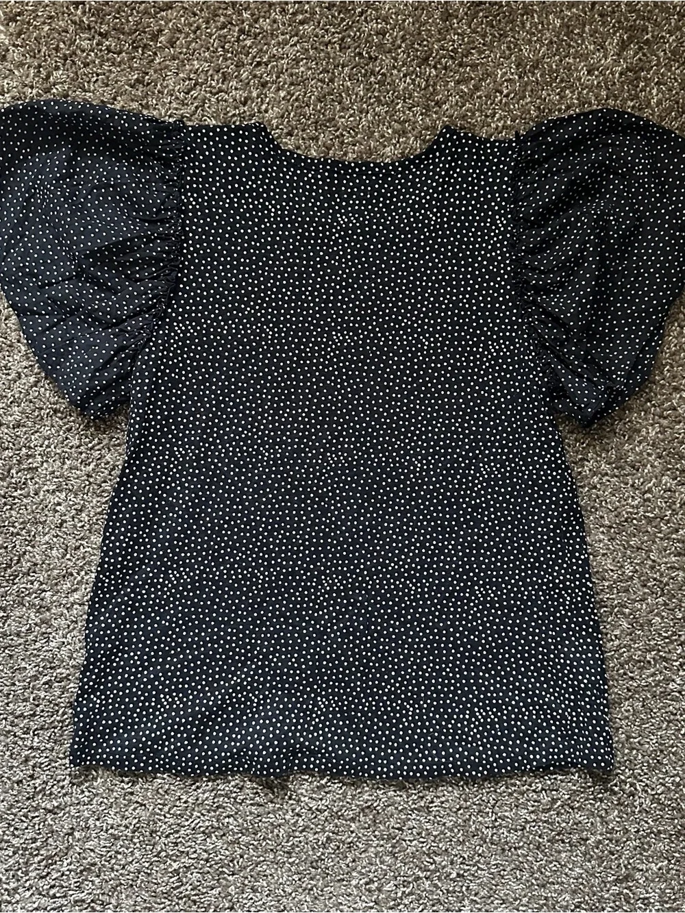 LOFT Linen Puff Sleeve Polka Dot Blouse Size S